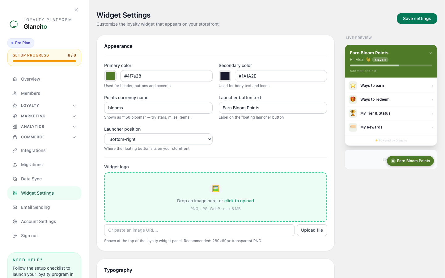 Widget Settings